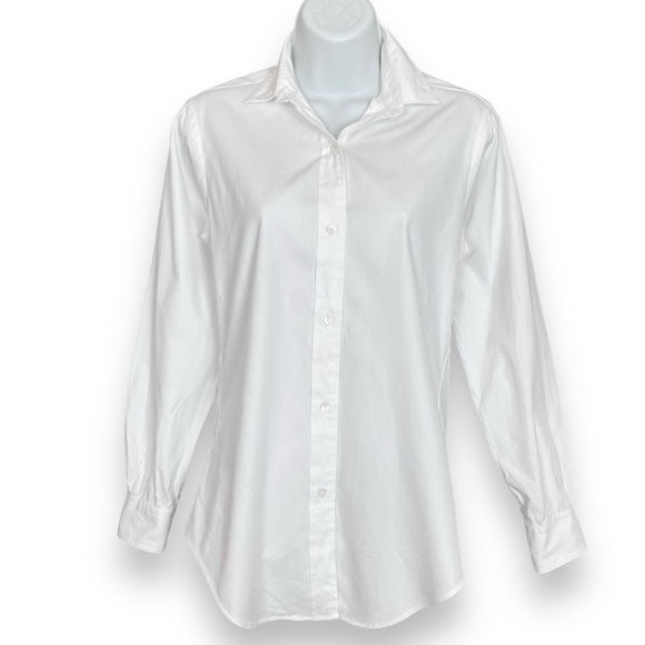 Vintage Nordstrom White Button-Up Shirt Pinpoint Oxford Top Long‎ Sleeve Office - Picture 1 of 9
